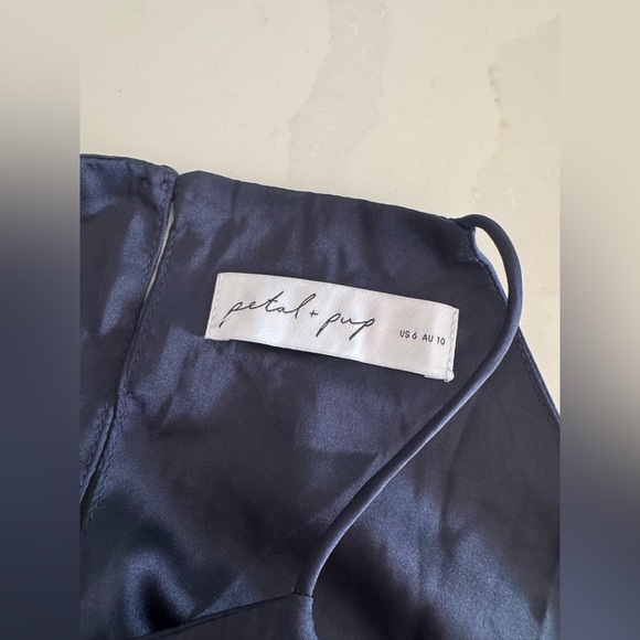 Petal & Pup | Seychelle Ruffled Midi Dress in Navy | Sz 6 - Picture 8 of 12